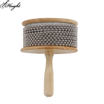 Wooden Handle Metal Cabasa Percussion Instrument - Small Size, Wood and Metal Construction