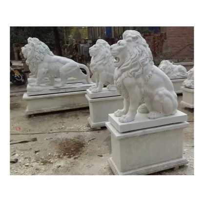 White Marble Garden Lion Statue