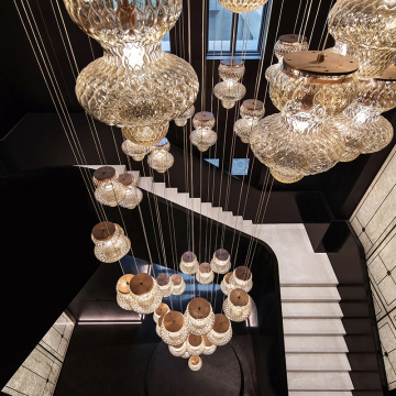 Luxury Glass Pendant Chandeliers for Living Room and Staircase Interior Design
