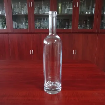 Bordeaux empty cylindrical clear high flint glass 750ml cork clear glass wine bottle