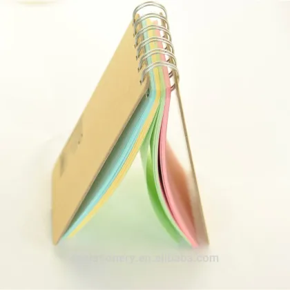 kraft paper cover Spiral Notebook & sticky notes spiral notepad