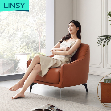Linsy Nordic Modern Single Leather Sofa Chair for Luxury Living Room