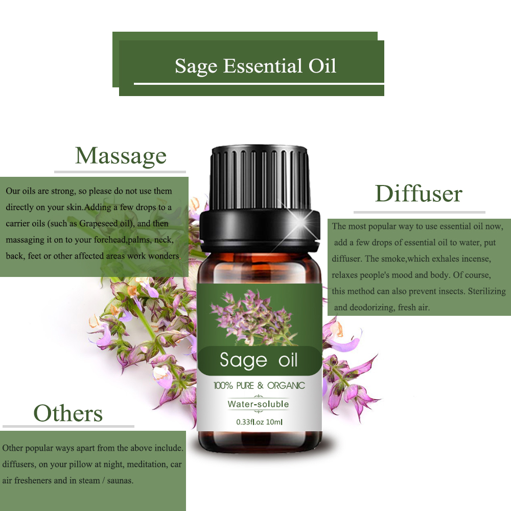 OEM 100% puro aceite de masaje natural Clary Sage Oil esencial