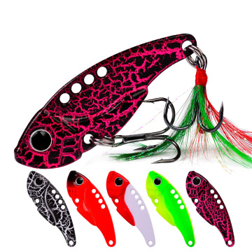 Wholesale Factory Price Colorful Metal VIB Lure Blade Spinner Spoons Bait with Feather Hook - Saltwater
