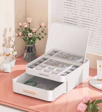 Estuche organizador de joyas de viaje portátil con Mirror para mujeres - Grandes casos de viaje