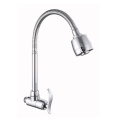 Double Handles Brass Deck Mounted Kitchen Sink Faucet