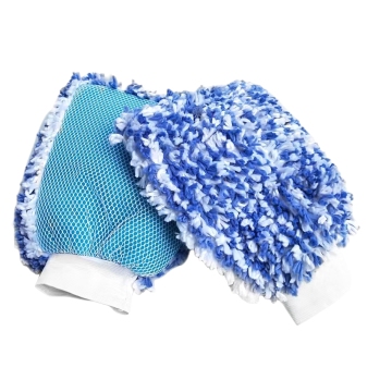 Colorful Mesh and Flocking Plush Mitt for Car Wash and Detailing