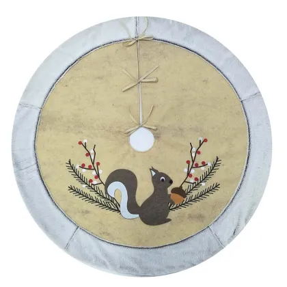 Christmas tree skirt with winter woodland theme