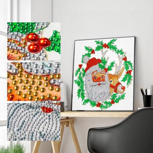 Wreath Santa Claus Shaped Crystal Diamond Painting