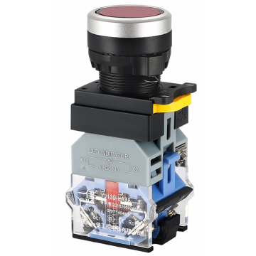YiJia LA38-11DNZS-DC24V 22mm Flat Head Self-locking Button Switch With Light