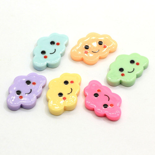 100Pcs Colorful Kawaii Flat Back Resin Cloud With Smile Face DIY Resin Cabochons For Craft Making Accessories