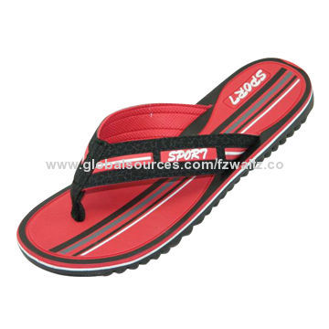 Cheap Men's Flip-flop, PVC Sole and PU Upper, OEM Orders Welcomed