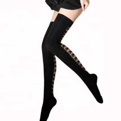 Sexy Black Thigh High Opaque Microfiber Stockings