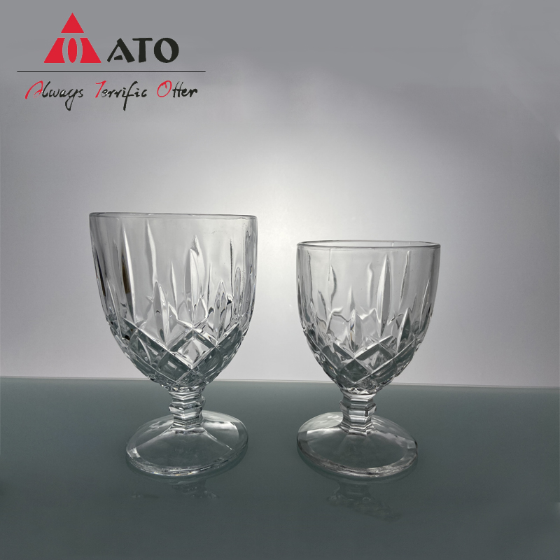 ATO embossed vintage pressed goblet wine glass goblets