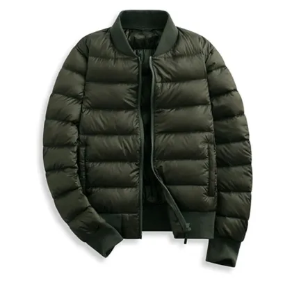 Black Puffer Ribbed Down Jacket Mens
