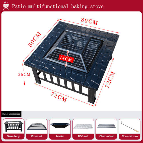 Outdoor square Garden Patio Slate Fire Pit Stove