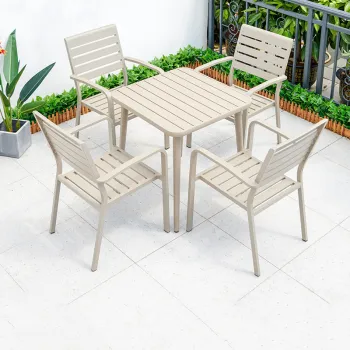 Customizable Aluminum Alloy Frame Modern Outdoor Leisure Table and Chair Set (7 Pieces)
