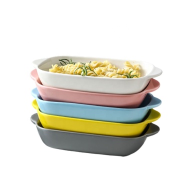 10 Inch Colorful Glaze Ceramic Baking Dish Set for Oven Roasting Lasagna Pan