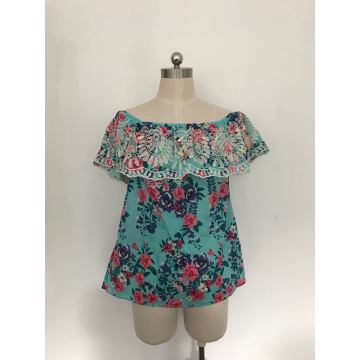 Full Printed Cotton Voile with Embroidery Blouse