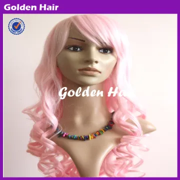 Golden Hair Beauty Heat Resistant Synthetic Long Pink Cosplay Wig