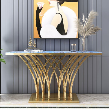 Black Titanium Mirror Stainless Steel Marble Top Sofa Console Coffee Table