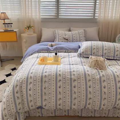 Rosemary Blue bed sheet cover bedding pillowcase set