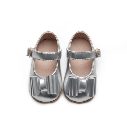 black dress shoes Patent Leather Silver Girls Baby Dress Shoes Supplier