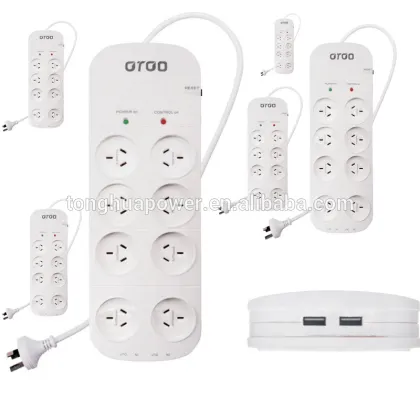 saa 8 socket with remote control and usb socket /australian power remote control electrical outlet socket with surge protector