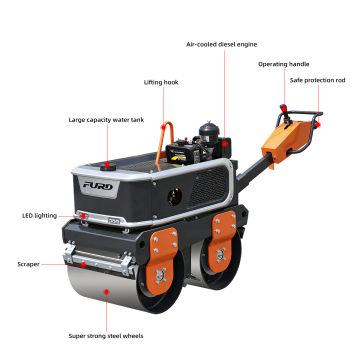 Penjualan Panas 550kg Walk Double Drum Getaran Compactor dengan Mesin untuk Konstruksi Perkerasan Aspal