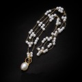 Temperament OT Buckle Long Baroque Pearl Necklace