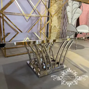 Silver Chrome Stainless Steel Rectangle Coffee Table with Mirror Glass for Wedding Furniture