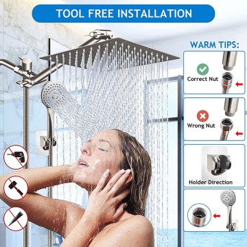 Stainless Steel Adjustable Rain Shower Head and Arm