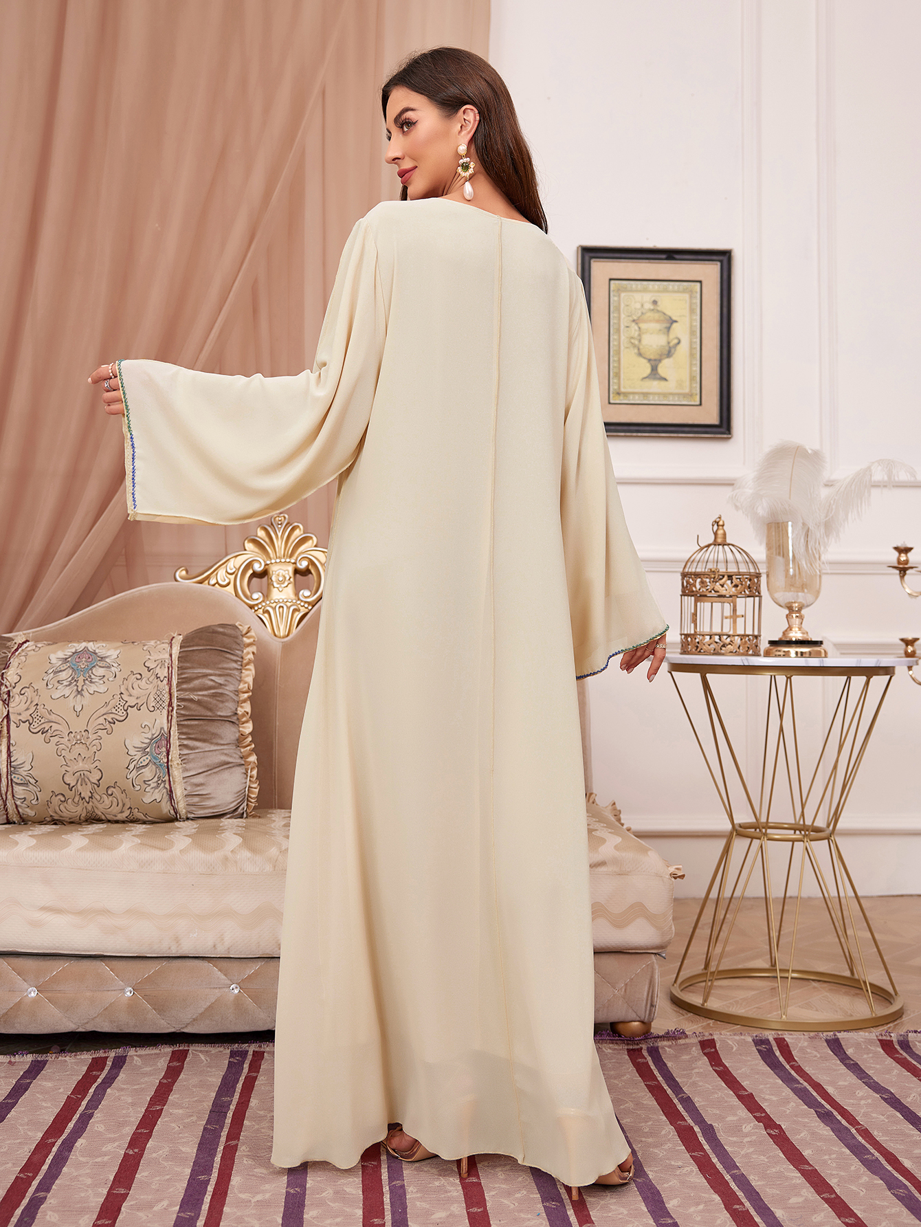 Elegant Embroidered Butterfly Abaya Dress (2)