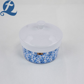 Round Ceramic Stoneware Cake Cup with Lid