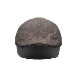 Minimalist Embroidered Beret in Classic Herringbone Style