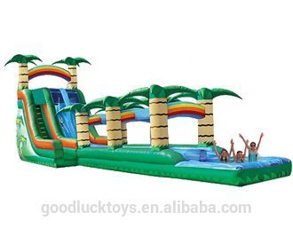 22' Tropical 2 Lane Waterslides ,60' of Wet Fun, Inflatable Water Slide