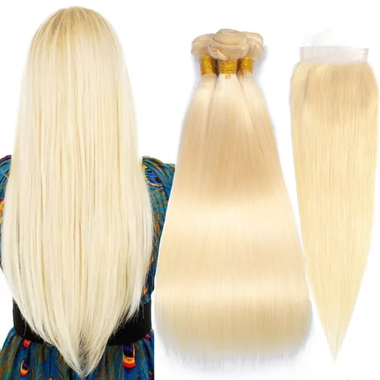 brazilian blonde 100% unprocessed human hair bundles for women with straight and body wave
