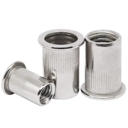 Stainless Steel Rivnut SS304 SS316: Flat Head, Knurled Body, Threaded Flange, Removable Rivet Nuts - Blind & Through Bolts