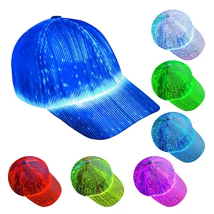 LED Light Up Fiber Optic Glow in the Dark Baseball Cap