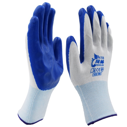 Thirteen Pin Nylon Nitrile Protective Gloves