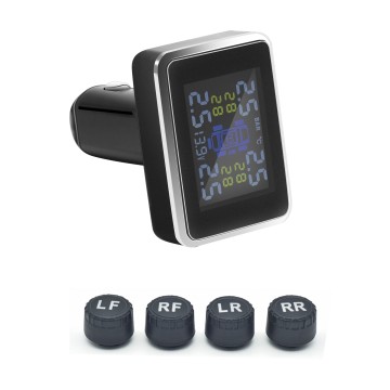 ผู้ผลิตต้นฉบับ TPMS ระบบตรวจสอบแรงดันลมยางพร้อมวัสดุพีซีการชาร์จพลังงานแสงอาทิตย์และ USB สำหรับรถยนต์