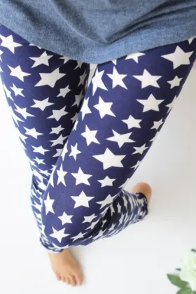 Wholesale Milk Silk Plus Thick Velvet Printed Black Blue Star Warm Pants 9538.