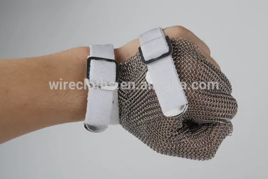 three finger stainless steel clip ring mesh safety glove with clip wrist