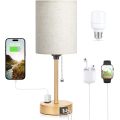 Bedside Table Lamp With USB And Outlet