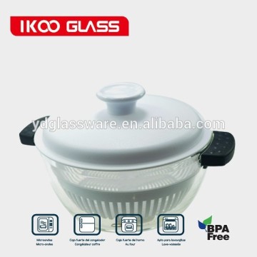 Transparent no stains solid 1.0L vegetable soup glass casserole