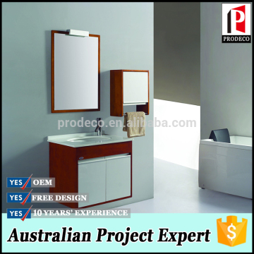 combined pvc and wooden style bathroom vanity with mirror and bath tub