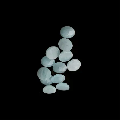 Natural Aquamarine Gemstone Round Cabochon Loose Gemstone