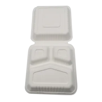 9 inch-3 compartment compostable sugarcane clamshell