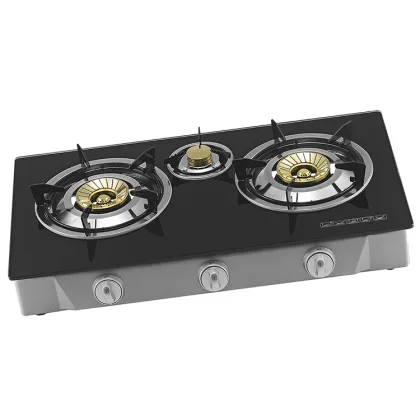 Black Tempered Glass Cooker Appliance Gas Stove 3 Burner Indoor Desktop Gas Stove