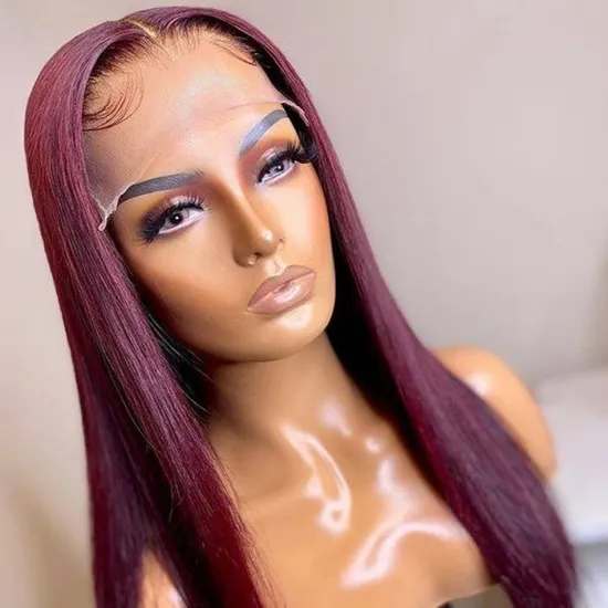 Cheap Wholesale Yeswigs 99J 27 30 Red Colored Raw Malasyia Virgin Human Hair Hd Full Lace Front Wig Human Hair For Black Women